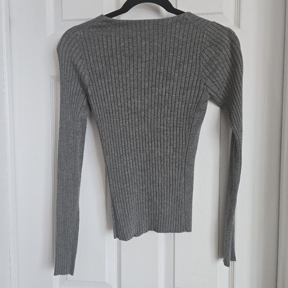 Express Ribbed Grey Zip-up - Picture 2 of 6